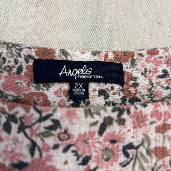 Angels Forever Young Floral Blouse Women Size 2X Pink Peasant Boho Cottage Fairy - Picture 3 of 8